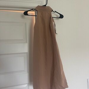 Elegant Tan Halter Dress